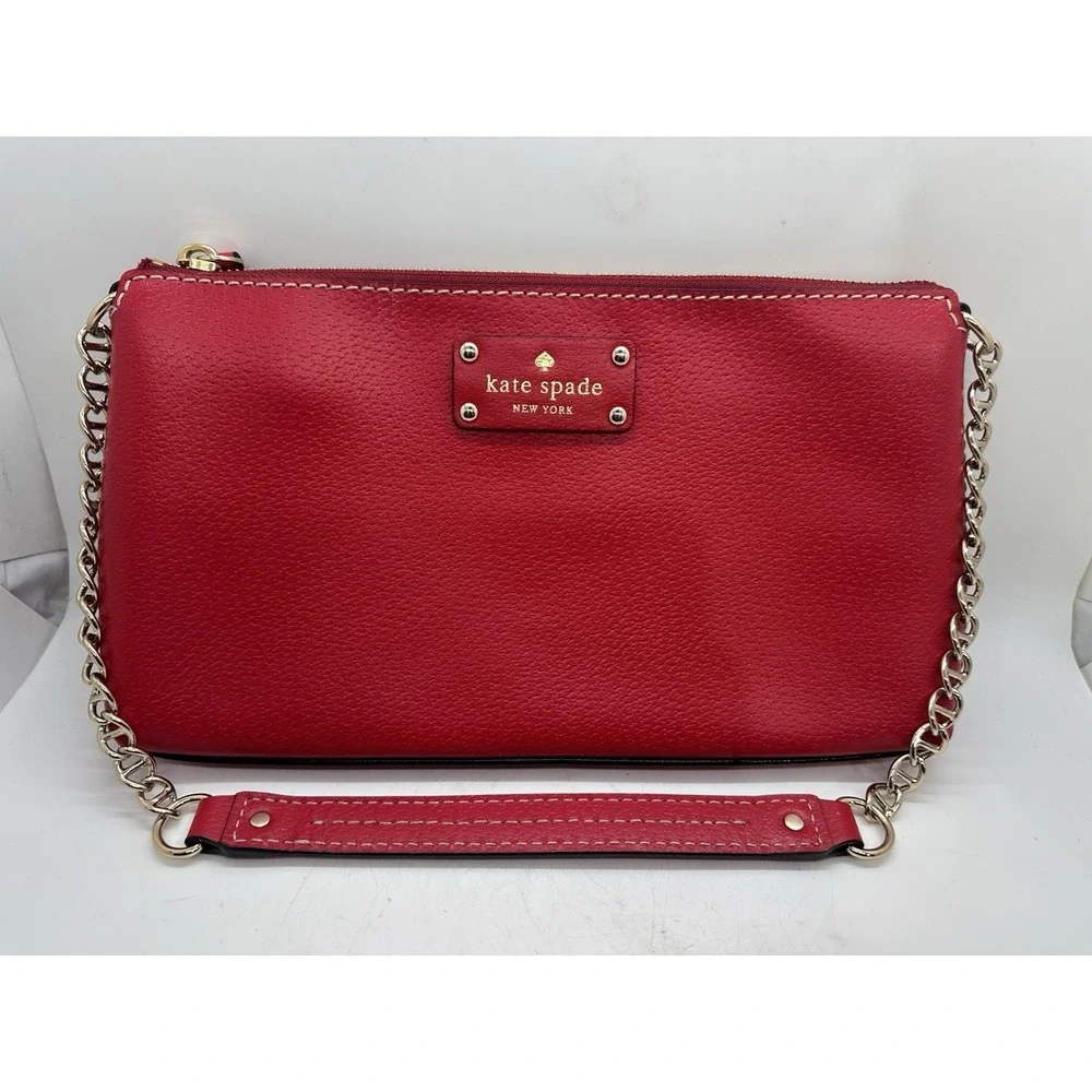 Kate Spade Wellesley Byrd Pink Leather Chain Shoulder Bag Purse Handbag